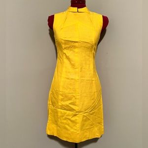VINTAGE 60s Mod Gay Gibson Sunny Yellow Sleeveless  Collared Dress